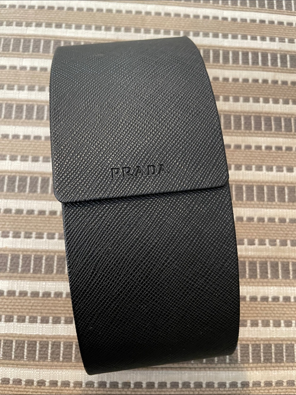 Prada Black Textured Saffiano Folding Glasses Case